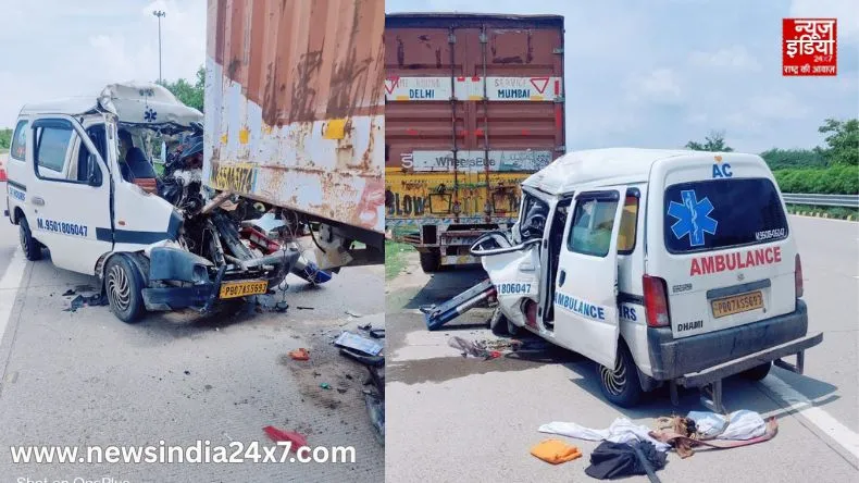 रफ्तार बनी काल : यमुना एक्सप्रेसवे पर कंटेनर से टकराई एम्बुलेंस, दो की दर्दनाक मौत