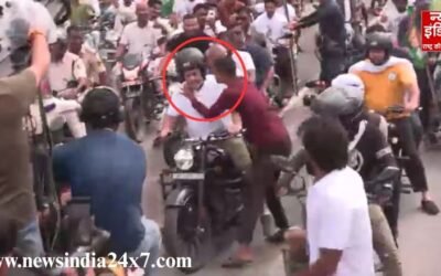 पूर्णिया में राहुल गांधी की बाइक यात्रा के दौरान सुरक्षा चूक, युवक ने किया किस करने की कोशिश