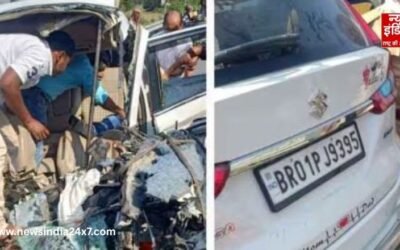 नालंदा मे भीषण सड़क हादसा, पानी भरे गड्ढ में गिरी कार, 3 लोगों की मौत