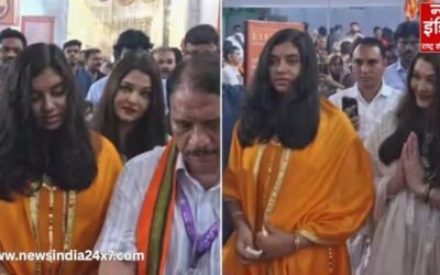 ऐश्वर्या आराध्या संग पहुंची गणपति बप्पा के दर्शन करने, भक्ति में मग्न दिखीं मां-बेटी