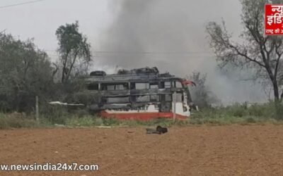जयपुर में हाईटेंशन लाइन से बस में लगी आग, 3 की मौत और 12 झुलसे