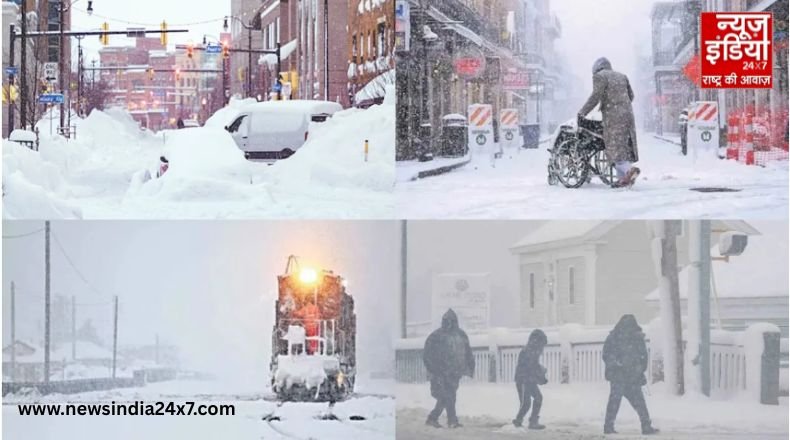 अमेरिका के कई शहरों में बर्फीला तूफान