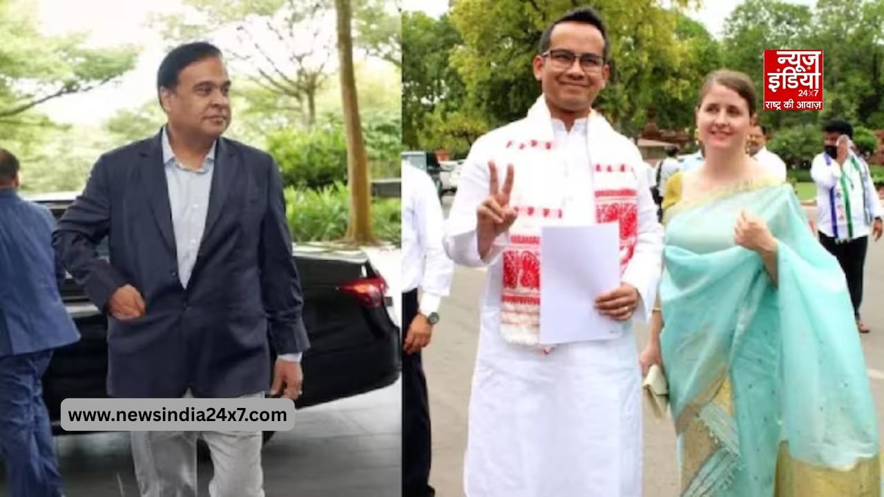 सीएम हिमंत सरमा, कांग्रेस सांसद गौरव व उनकी पत्नी एलिजाबेथ