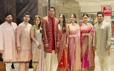 Arjun Tendulkar Wedding: लाल साड़ी में सानिया तो पिंक साड़ी में Sara Tendulkar, दोनों के लुक ने जीता सब का दिल