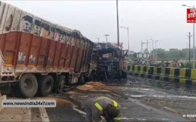 दिल्ली-कानपुर हाईवे पर बेकाबू बस ने ट्रक में मारी टक्कर, ड्राइवर की मौत; 30 से ज्यादा घायल