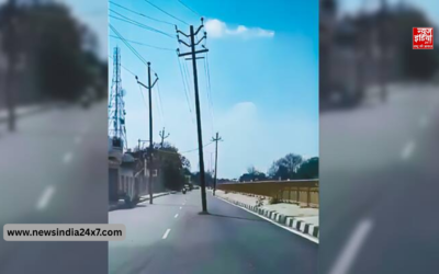 PWD ने बिजली पोल हटाए बिना बना डाली सड़क, वीडियो हुआ वायरल