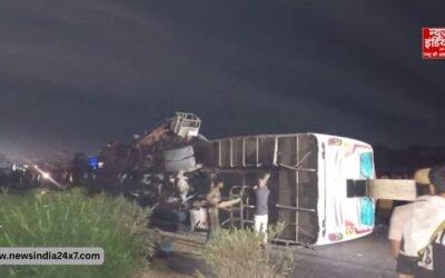 राजस्थान के कोटा में दर्दनाक हादसा: स्लीपर बस पलटी, बाहर गिरे यात्रियों को ट्राले ने कुचला