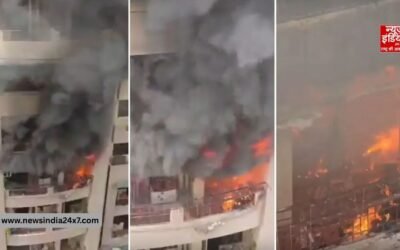 गाजियाबाद की गौर ग्रीन सोसायटी में भीषण आग, मिनटों में राख बने 6-7 फ्लैट