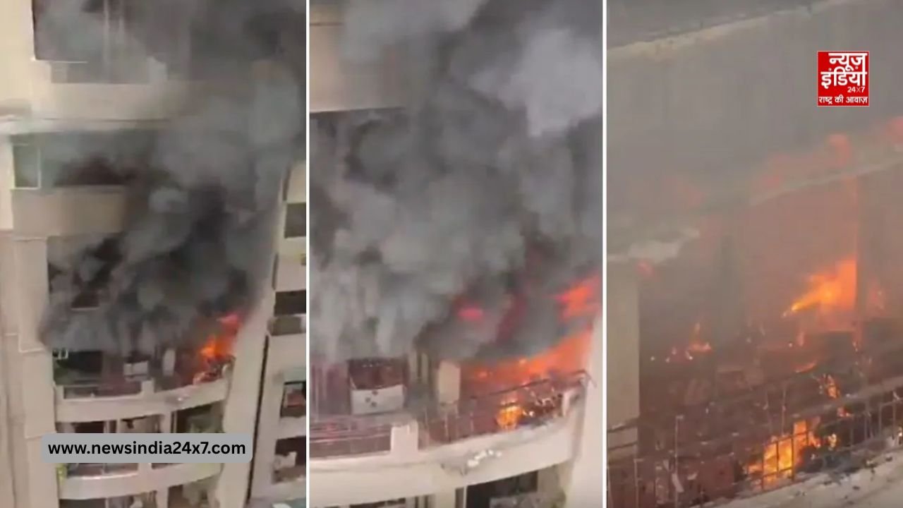 गाजियाबाद की गौर ग्रीन सोसायटी में भीषण आग